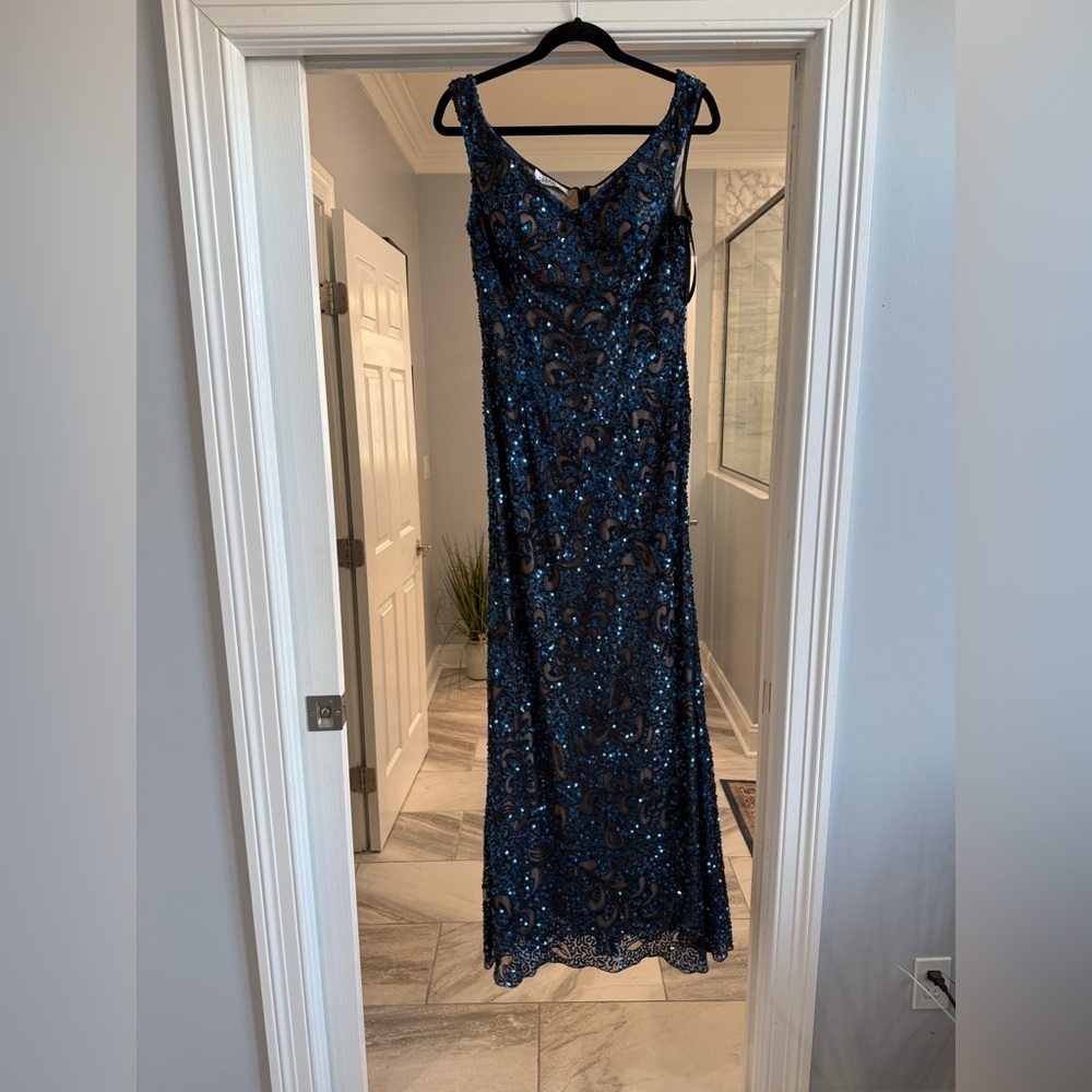 Navy Blue Lace Maxi Dress